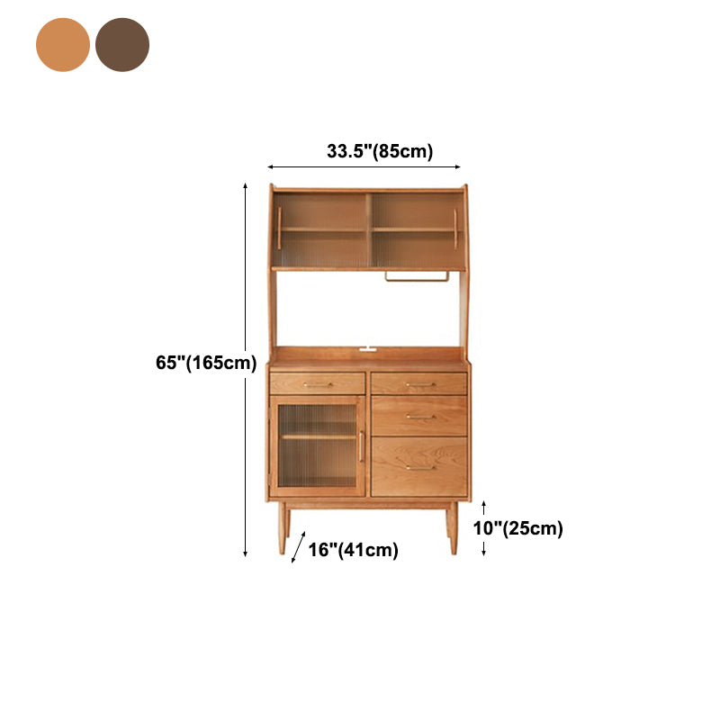 Living Room Glam Style Wood Top Cupboard 66-inch Height Glass Doors Kitchen Table Clearhalo 'buffet_sideboard' 'Buffets & Sideboards' 'furn' 'furn_buffet_sideboard' 'Furniture' 'furniture_buffet_sideboard' 'Kitchen & Dining Furniture' 4993642