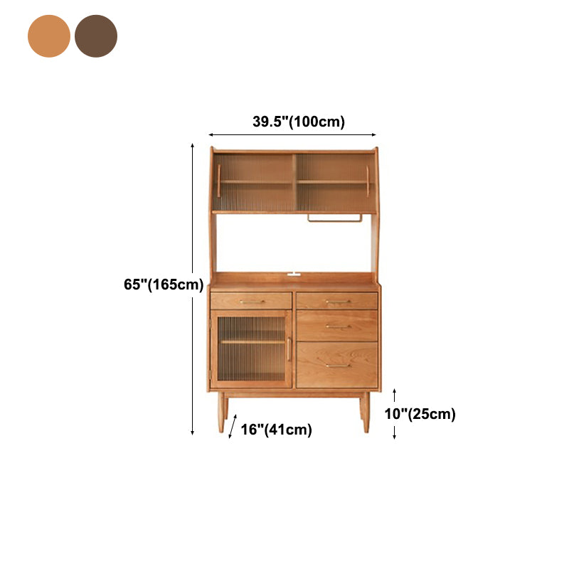 Living Room Glam Style Wood Top Cupboard 66-inch Height Glass Doors Kitchen Table Clearhalo 'buffet_sideboard' 'Buffets & Sideboards' 'furn' 'furn_buffet_sideboard' 'Furniture' 'furniture_buffet_sideboard' 'Kitchen & Dining Furniture' 4993643