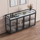 Glam Iron Sideboard Glass Doors Dining Server with Stone Countertop for Living Room Clearhalo 'buffet_sideboard' 'Buffets & Sideboards' 'furn' 'furn_buffet_sideboard' 'Furniture' 'furniture_buffet_sideboard' 'Kitchen & Dining Furniture' 4993651