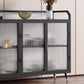 Glam Iron Sideboard Glass Doors Dining Server with Stone Countertop for Living Room Clearhalo 'buffet_sideboard' 'Buffets & Sideboards' 'furn' 'furn_buffet_sideboard' 'Furniture' 'furniture_buffet_sideboard' 'Kitchen & Dining Furniture' 4993656