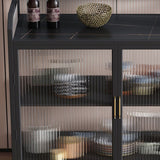 Glam Iron Sideboard Glass Doors Dining Server with Stone Countertop for Living Room Clearhalo 'buffet_sideboard' 'Buffets & Sideboards' 'furn' 'furn_buffet_sideboard' 'Furniture' 'furniture_buffet_sideboard' 'Kitchen & Dining Furniture' 4993659
