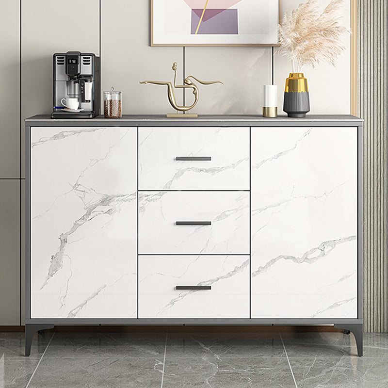 Simple White Buffet Server Stone Top Dining Server for Living Room Clearhalo 'buffet_sideboard' 'Buffets & Sideboards' 'furn' 'furn_buffet_sideboard' 'Furniture' 'furniture_buffet_sideboard' 'Kitchen & Dining Furniture' 4993668