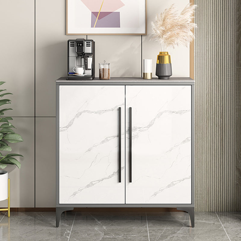 Simple White Buffet Server Stone Top Dining Server for Living Room Grey Clearhalo 'buffet_sideboard' 'Buffets & Sideboards' 'furn' 'furn_buffet_sideboard' 'Furniture' 'furniture_buffet_sideboard' 'Kitchen & Dining Furniture' 4993672