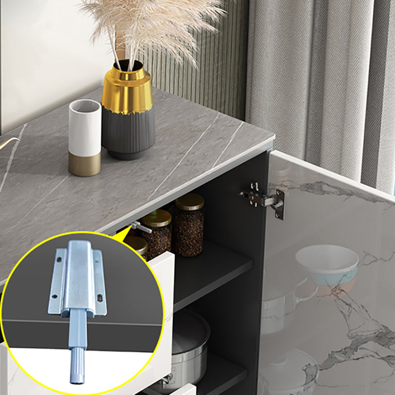 Simple White Buffet Server Stone Top Dining Server for Living Room Clearhalo 'buffet_sideboard' 'Buffets & Sideboards' 'furn' 'furn_buffet_sideboard' 'Furniture' 'furniture_buffet_sideboard' 'Kitchen & Dining Furniture' 4993676