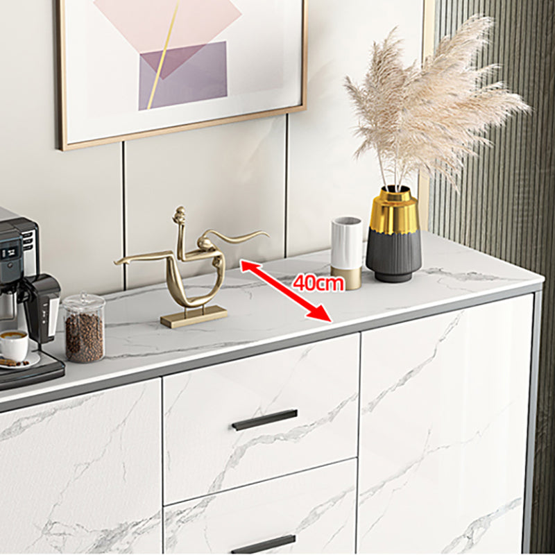 Simple White Buffet Server Stone Top Dining Server for Living Room Clearhalo 'buffet_sideboard' 'Buffets & Sideboards' 'furn' 'furn_buffet_sideboard' 'Furniture' 'furniture_buffet_sideboard' 'Kitchen & Dining Furniture' 4993678