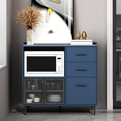 3-Drawer Engineered Wood Sideboard Modern Stone Countertop Credenza for Living Room 39"L x 16"W x 38"H Blue Clearhalo 'buffet_sideboard' 'Buffets & Sideboards' 'furn' 'furn_buffet_sideboard' 'Furniture' 'furniture_buffet_sideboard' 'Kitchen & Dining Furniture' 4993693