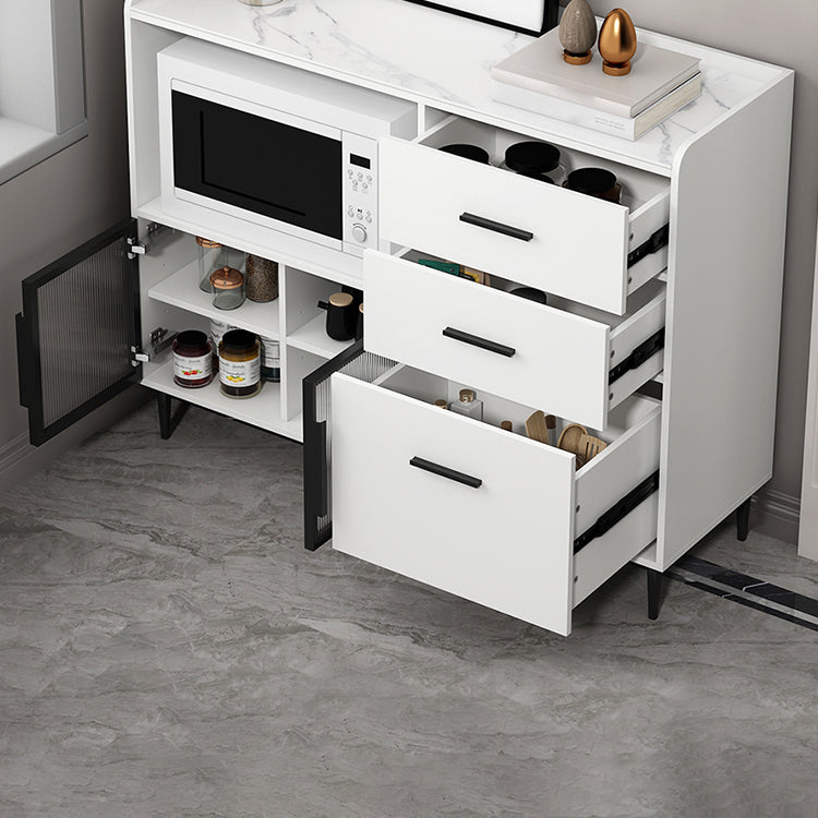 3-Drawer Engineered Wood Sideboard Modern Stone Countertop Credenza for Living Room Clearhalo 'buffet_sideboard' 'Buffets & Sideboards' 'furn' 'furn_buffet_sideboard' 'Furniture' 'furniture_buffet_sideboard' 'Kitchen & Dining Furniture' 4993703