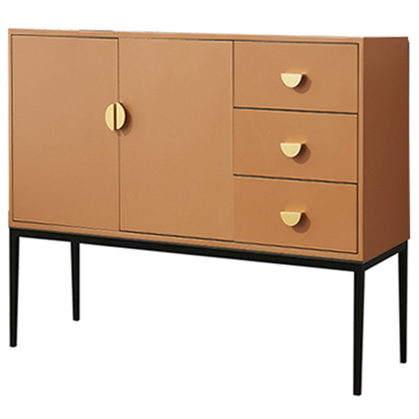 3-Drawer Engineered Wood Sideboard Glam Cabinets Credenza for Living Room Orange 1 Clearhalo 'buffet_sideboard' 'Buffets & Sideboards' 'furn' 'furn_buffet_sideboard' 'Furniture' 'furniture_buffet_sideboard' 'Kitchen & Dining Furniture' 4993709