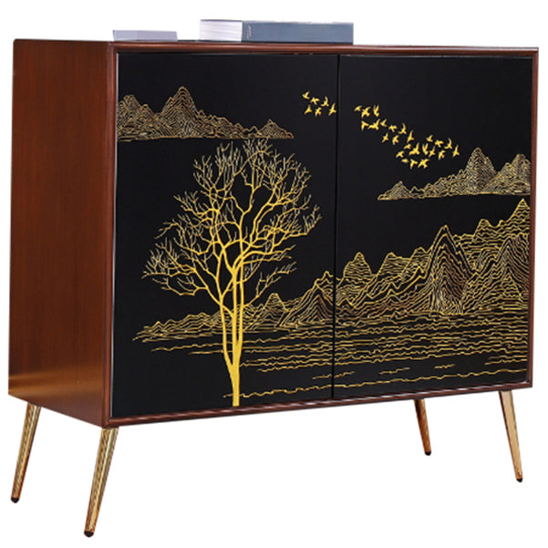 Modern Birch Wood Sideboard Simple Cabinets Dining Server for Living Room 39"L x 16"W x 35"H Gold-Black Clearhalo 'buffet_sideboard' 'Buffets & Sideboards' 'furn' 'furn_buffet_sideboard' 'Furniture' 'furniture_buffet_sideboard' 'Kitchen & Dining Furniture' 4993731