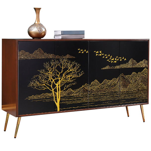 Modern Birch Wood Sideboard Simple Cabinets Dining Server for Living Room 59"L x 16"W x 35"H Gold-Black Clearhalo 'buffet_sideboard' 'Buffets & Sideboards' 'furn' 'furn_buffet_sideboard' 'Furniture' 'furniture_buffet_sideboard' 'Kitchen & Dining Furniture' 4993733