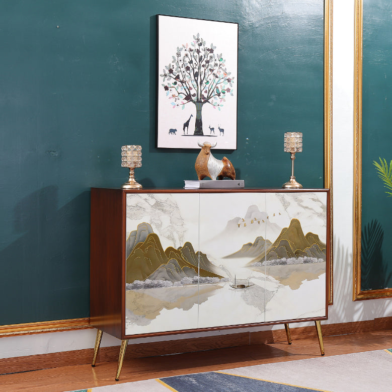 Modern Birch Wood Sideboard Simple Cabinets Dining Server for Living Room 47"L x 16"W x 35"H Gloss White Clearhalo 'buffet_sideboard' 'Buffets & Sideboards' 'furn' 'furn_buffet_sideboard' 'Furniture' 'furniture_buffet_sideboard' 'Kitchen & Dining Furniture' 4993737