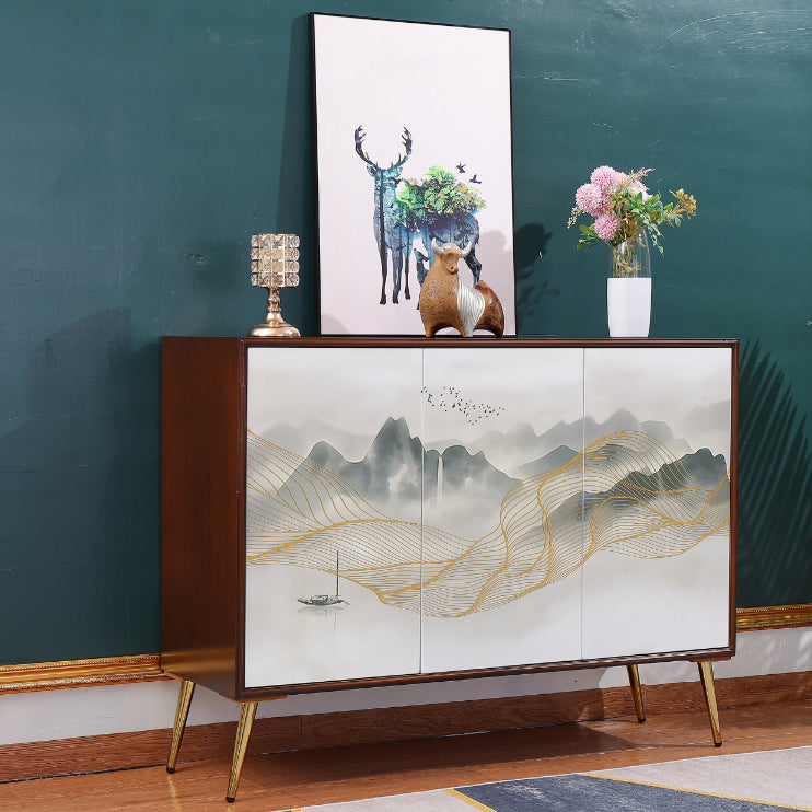 Modern Birch Wood Sideboard Simple Cabinets Dining Server for Living Room 47"L x 16"W x 35"H White Clearhalo 'buffet_sideboard' 'Buffets & Sideboards' 'furn' 'furn_buffet_sideboard' 'Furniture' 'furniture_buffet_sideboard' 'Kitchen & Dining Furniture' 4993739