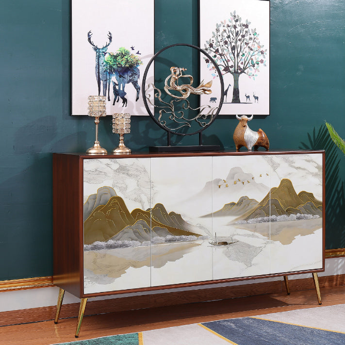 Modern Birch Wood Sideboard Simple Cabinets Dining Server for Living Room 59"L x 16"W x 35"H Gloss White Clearhalo 'buffet_sideboard' 'Buffets & Sideboards' 'furn' 'furn_buffet_sideboard' 'Furniture' 'furniture_buffet_sideboard' 'Kitchen & Dining Furniture' 4993743