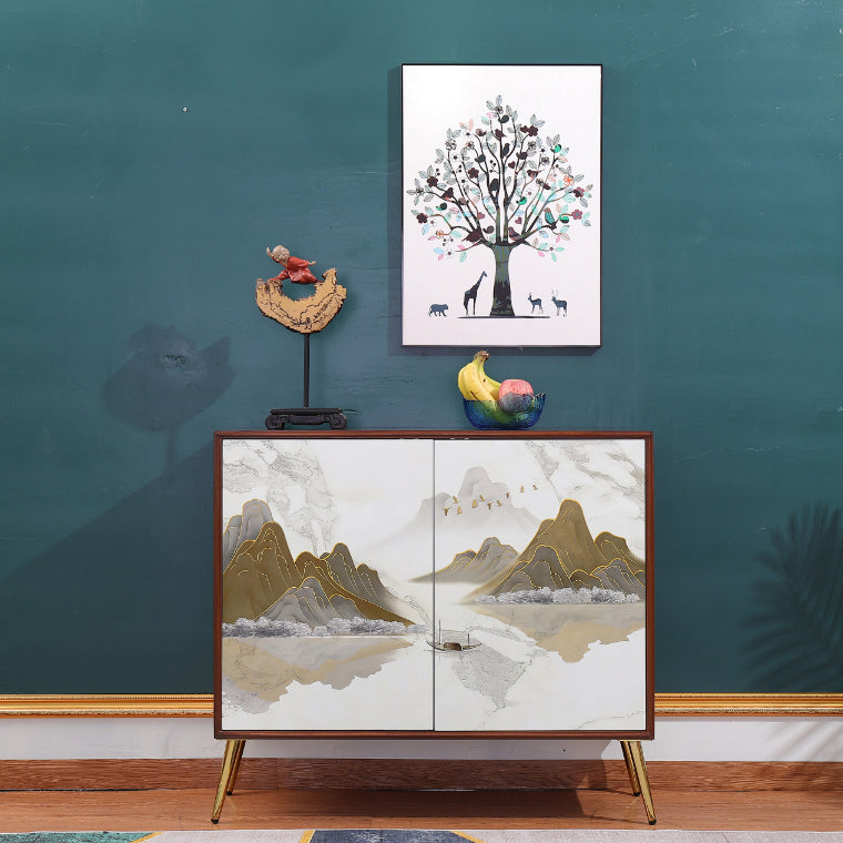 Modern Birch Wood Sideboard Simple Cabinets Dining Server for Living Room 39"L x 16"W x 35"H Gloss White Clearhalo 'buffet_sideboard' 'Buffets & Sideboards' 'furn' 'furn_buffet_sideboard' 'Furniture' 'furniture_buffet_sideboard' 'Kitchen & Dining Furniture' 4993750