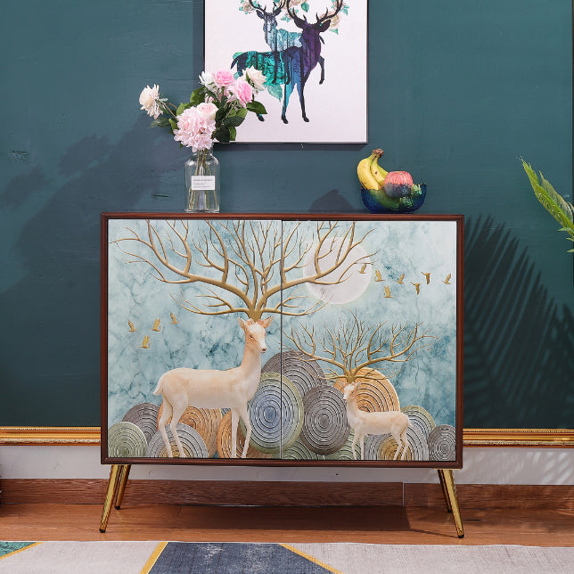 Modern Birch Wood Sideboard Simple Cabinets Dining Server for Living Room 39"L x 16"W x 35"H Green Clearhalo 'buffet_sideboard' 'Buffets & Sideboards' 'furn' 'furn_buffet_sideboard' 'Furniture' 'furniture_buffet_sideboard' 'Kitchen & Dining Furniture' 4993753