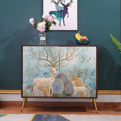 Modern Birch Wood Sideboard Simple Cabinets Dining Server for Living Room 39"L x 16"W x 35"H Green Clearhalo 'buffet_sideboard' 'Buffets & Sideboards' 'furn' 'furn_buffet_sideboard' 'Furniture' 'furniture_buffet_sideboard' 'Kitchen & Dining Furniture' 4993753