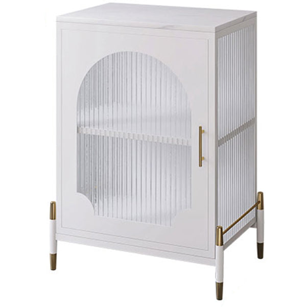 Glass Door Iron Sideboard Modern Server Cabinet with Storage for Living Room 21"L x 14"W x 29"H Textured White Clearhalo 'buffet_sideboard' 'Buffets & Sideboards' 'furn' 'furn_buffet_sideboard' 'Furniture' 'furniture_buffet_sideboard' 'Kitchen & Dining Furniture' 4993761