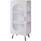 Glass Door Iron Sideboard Modern Server Cabinet with Storage for Living Room 20"L x 14"W x 42"H White Clearhalo 'buffet_sideboard' 'Buffets & Sideboards' 'furn' 'furn_buffet_sideboard' 'Furniture' 'furniture_buffet_sideboard' 'Kitchen & Dining Furniture' 4993762