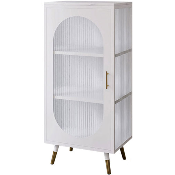 Glass Door Iron Sideboard Modern Server Cabinet with Storage for Living Room 20"L x 14"W x 42"H White Clearhalo 'buffet_sideboard' 'Buffets & Sideboards' 'furn' 'furn_buffet_sideboard' 'Furniture' 'furniture_buffet_sideboard' 'Kitchen & Dining Furniture' 4993762