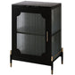 Glass Door Iron Sideboard Modern Server Cabinet with Storage for Living Room 21"L x 14"W x 29"H Gold-Black Clearhalo 'buffet_sideboard' 'Buffets & Sideboards' 'furn' 'furn_buffet_sideboard' 'Furniture' 'furniture_buffet_sideboard' 'Kitchen & Dining Furniture' 4993765