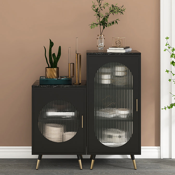 Glass Door Iron Sideboard Modern Server Cabinet with Storage for Living Room Clearhalo 'buffet_sideboard' 'Buffets & Sideboards' 'furn' 'furn_buffet_sideboard' 'Furniture' 'furniture_buffet_sideboard' 'Kitchen & Dining Furniture' 4993767