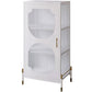 Glass Door Iron Sideboard Modern Server Cabinet with Storage for Living Room 21"L x 14"W x 43"H White-Gold Clearhalo 'buffet_sideboard' 'Buffets & Sideboards' 'furn' 'furn_buffet_sideboard' 'Furniture' 'furniture_buffet_sideboard' 'Kitchen & Dining Furniture' 4993768