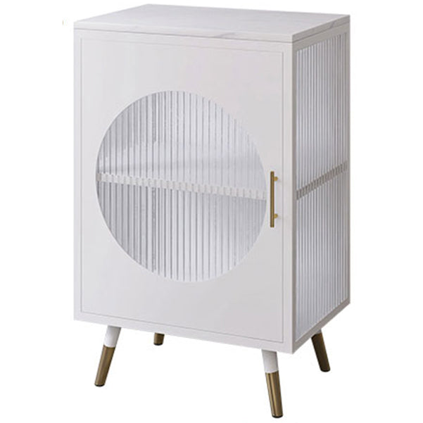 Glass Door Iron Sideboard Modern Server Cabinet with Storage for Living Room 20"L x 14"W x 28"H White Clearhalo 'buffet_sideboard' 'Buffets & Sideboards' 'furn' 'furn_buffet_sideboard' 'Furniture' 'furniture_buffet_sideboard' 'Kitchen & Dining Furniture' 4993769