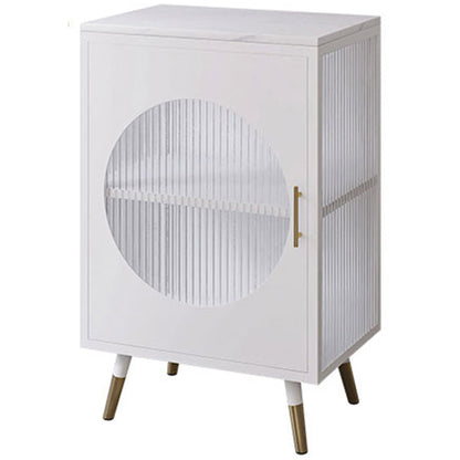 Glass Door Iron Sideboard Modern Server Cabinet with Storage for Living Room 20"L x 14"W x 28"H White Clearhalo 'buffet_sideboard' 'Buffets & Sideboards' 'furn' 'furn_buffet_sideboard' 'Furniture' 'furniture_buffet_sideboard' 'Kitchen & Dining Furniture' 4993769