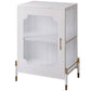 Glass Door Iron Sideboard Modern Server Cabinet with Storage for Living Room 21"L x 14"W x 29"H White-Gold Clearhalo 'buffet_sideboard' 'Buffets & Sideboards' 'furn' 'furn_buffet_sideboard' 'Furniture' 'furniture_buffet_sideboard' 'Kitchen & Dining Furniture' 4993772