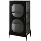 Glass Door Iron Sideboard Modern Server Cabinet with Storage for Living Room 21"L x 14"W x 43"H Gold-Black Clearhalo 'buffet_sideboard' 'Buffets & Sideboards' 'furn' 'furn_buffet_sideboard' 'Furniture' 'furniture_buffet_sideboard' 'Kitchen & Dining Furniture' 4993776
