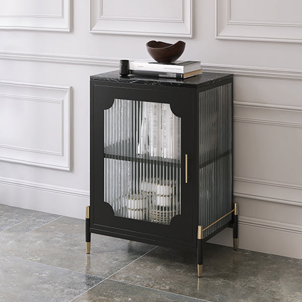 Glass Door Iron Sideboard Modern Server Cabinet with Storage for Living Room Clearhalo 'buffet_sideboard' 'Buffets & Sideboards' 'furn' 'furn_buffet_sideboard' 'Furniture' 'furniture_buffet_sideboard' 'Kitchen & Dining Furniture' 4993779