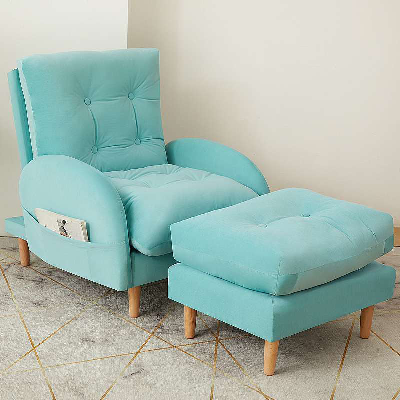 Linen Convertible Chair 24.8"L x 33.4"W x 36.2" H Chair for Living Room Sky Blue Clearhalo 'Accent Chairs' 'accent_chairs' 'Chairs & Seating' 'furn' 'furn_accent_chairs' 'Furniture' 'furniture_accent_chairs' 'Living Room Furniture' 4993826