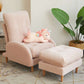 Linen Convertible Chair 24.8"L x 33.4"W x 36.2" H Chair for Living Room Pink Clearhalo 'Accent Chairs' 'accent_chairs' 'Chairs & Seating' 'furn' 'furn_accent_chairs' 'Furniture' 'furniture_accent_chairs' 'Living Room Furniture' 4993828
