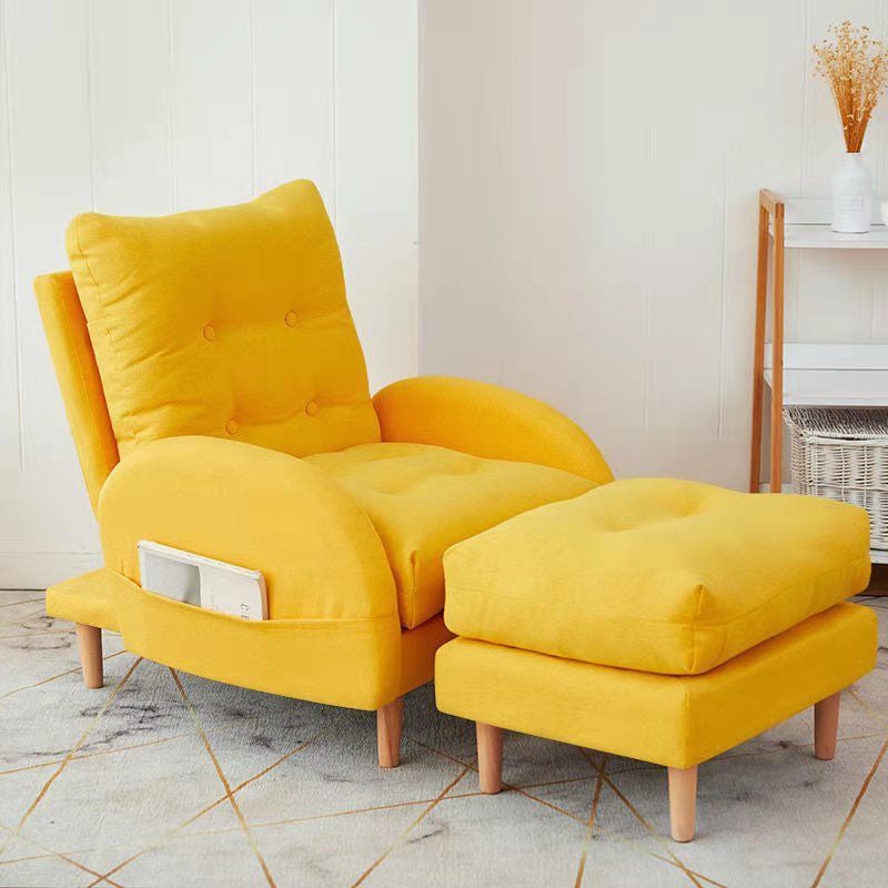 Linen Convertible Chair 24.8"L x 33.4"W x 36.2" H Chair for Living Room Yellow Clearhalo 'Accent Chairs' 'accent_chairs' 'Chairs & Seating' 'furn' 'furn_accent_chairs' 'Furniture' 'furniture_accent_chairs' 'Living Room Furniture' 4993833