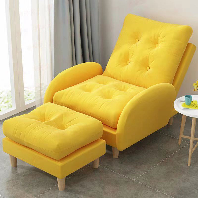 Linen Convertible Chair 24.8"L x 33.4"W x 36.2" H Chair for Living Room Light Yellow Clearhalo 'Accent Chairs' 'accent_chairs' 'Chairs & Seating' 'furn' 'furn_accent_chairs' 'Furniture' 'furniture_accent_chairs' 'Living Room Furniture' 4993835