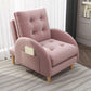 26.37" L x 29.52" W x 37.40" H Accent Armchair with Adjustable Tufted Back Pink Cotton Clearhalo 'Accent Chairs' 'accent_chairs' 'Chairs & Seating' 'furn' 'furn_accent_chairs' 'Furniture' 'furniture_accent_chairs' 'Living Room Furniture' 4993838