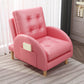 26.37" L x 29.52" W x 37.40" H Accent Armchair with Adjustable Tufted Back Pink PU（Polyurethane） Clearhalo 'Accent Chairs' 'accent_chairs' 'Chairs & Seating' 'furn' 'furn_accent_chairs' 'Furniture' 'furniture_accent_chairs' 'Living Room Furniture' 4993839
