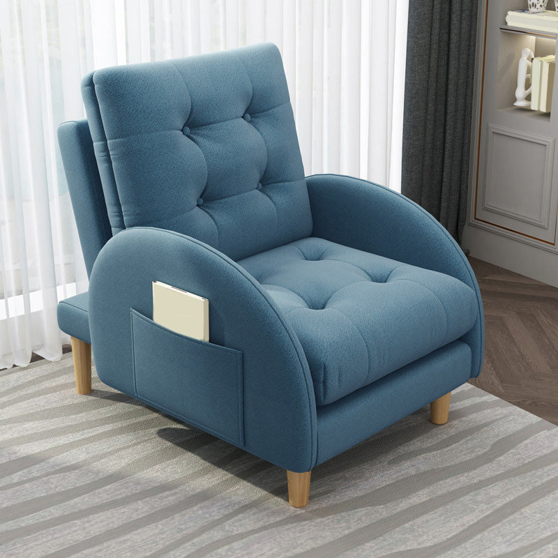 26.37" L x 29.52" W x 37.40" H Accent Armchair with Adjustable Tufted Back Navy Cotton Clearhalo 'Accent Chairs' 'accent_chairs' 'Chairs & Seating' 'furn' 'furn_accent_chairs' 'Furniture' 'furniture_accent_chairs' 'Living Room Furniture' 4993840