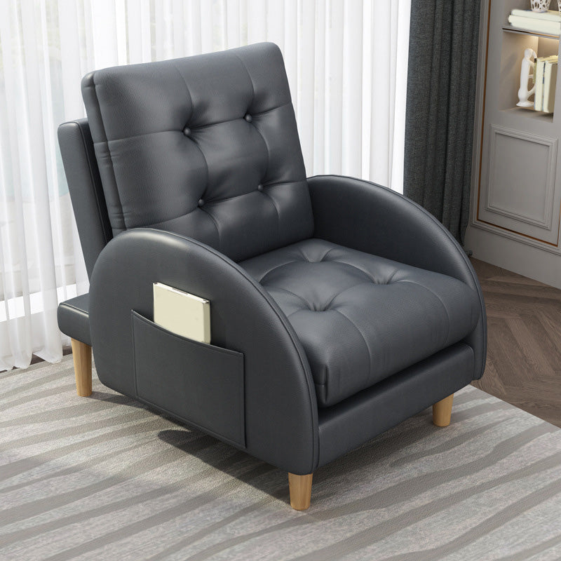 26.37" L x 29.52" W x 37.40" H Accent Armchair with Adjustable Tufted Back Black PU（Polyurethane） Clearhalo 'Accent Chairs' 'accent_chairs' 'Chairs & Seating' 'furn' 'furn_accent_chairs' 'Furniture' 'furniture_accent_chairs' 'Living Room Furniture' 4993842