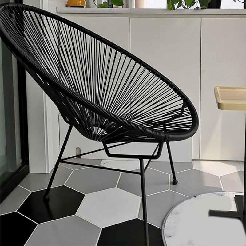 31.49" L x 37.40" W x 37.40" H Papasan Chair Armless Accent Chair for Living Room Black Wicker Rattan Clearhalo 'Accent Chairs' 'accent_chairs' 'Chairs & Seating' 'furn' 'furn_accent_chairs' 'Furniture' 'furniture_accent_chairs' 'Living Room Furniture' 4993871