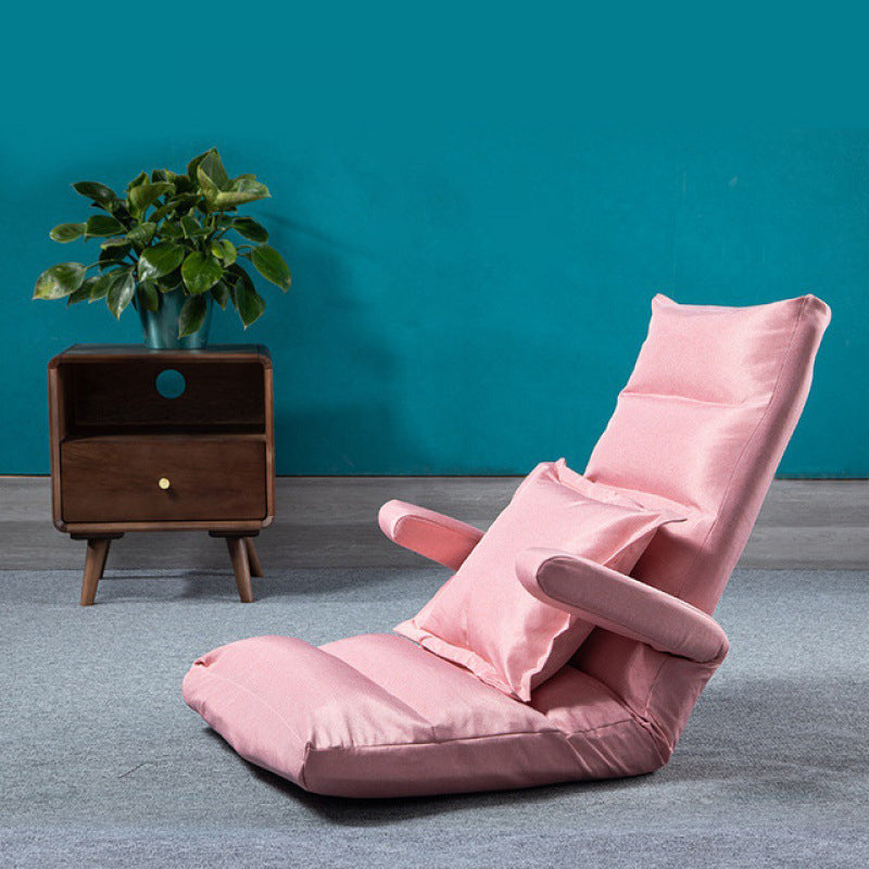 Linen Convertible Chair Cushion Back Modern Chair for Living Room 20"L x 22"W x 26"H Pink Clearhalo 'Accent Chairs' 'accent_chairs' 'Chairs & Seating' 'furn' 'furn_accent_chairs' 'Furniture' 'furniture_accent_chairs' 'Living Room Furniture' 4993900