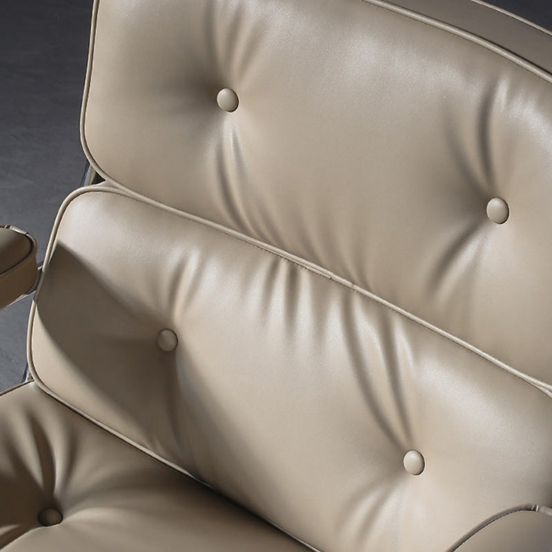 27.16" L x 25.98" W x 36.22" H Genuine Leather Arm Chair with Wheels for Bedroom Clearhalo 'Accent Chairs' 'accent_chairs' 'Chairs & Seating' 'Furniture' 'furniture_accent_chairs' 'Living Room Furniture' 4993929