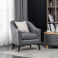 26.77" L * 27.55" W * 32.67" H Bonded Leather Barrel Accent Chair Sloped Arms Barrel Chair Silver Gray Clearhalo 'Accent Chairs' 'accent_chairs' 'Chairs & Seating' 'furn' 'furn_accent_chairs' 'Furniture' 'furniture_accent_chairs' 'Living Room Furniture' 4993951