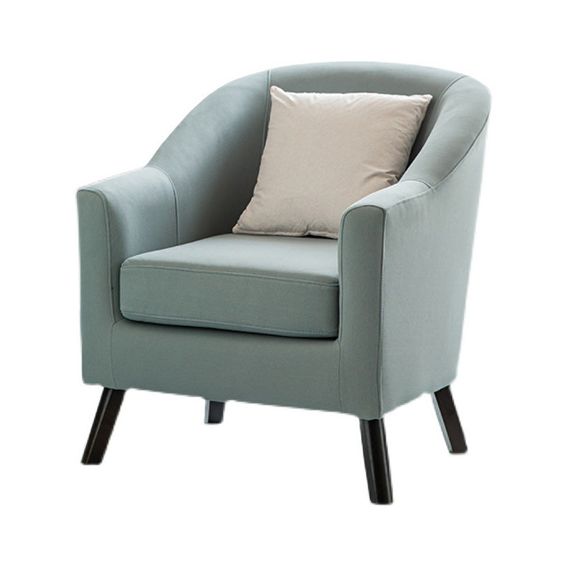 26.77" L * 27.55" W * 32.67" H Bonded Leather Barrel Accent Chair Sloped Arms Barrel Chair Clearhalo 'Accent Chairs' 'accent_chairs' 'Chairs & Seating' 'furn' 'furn_accent_chairs' 'Furniture' 'furniture_accent_chairs' 'Living Room Furniture' 4993957