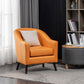 26.77" L * 27.55" W * 32.67" H Bonded Leather Barrel Accent Chair Sloped Arms Barrel Chair Orange Clearhalo 'Accent Chairs' 'accent_chairs' 'Chairs & Seating' 'furn' 'furn_accent_chairs' 'Furniture' 'furniture_accent_chairs' 'Living Room Furniture' 4993958