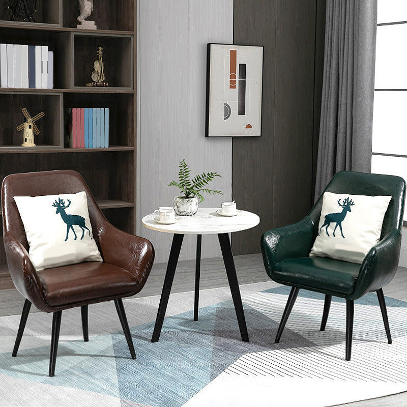 24.8"Wide Bonded Leather Arm Chair with Basic Four Legs and Flared Arms Clearhalo 'Accent Chairs' 'accent_chairs' 'Chairs & Seating' 'furn' 'furn_accent_chairs' 'Furniture' 'furniture_accent_chairs' 'Living Room Furniture' 4993990