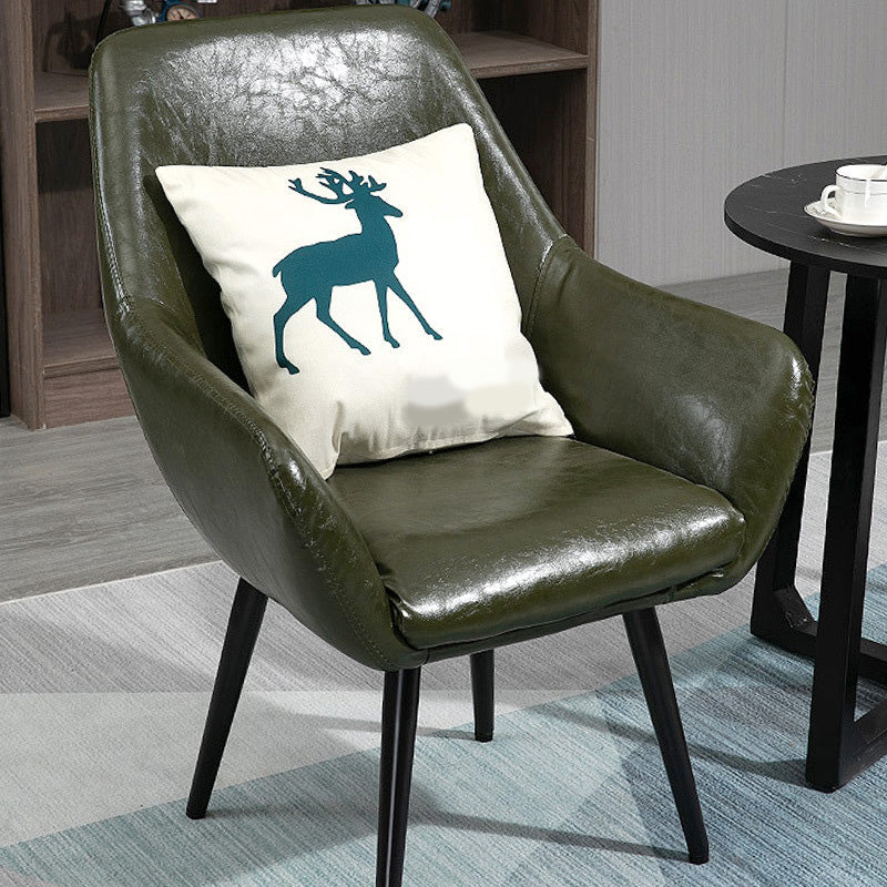 24.8"Wide Bonded Leather Arm Chair with Basic Four Legs and Flared Arms Blackish Green Clearhalo 'Accent Chairs' 'accent_chairs' 'Chairs & Seating' 'furn' 'furn_accent_chairs' 'Furniture' 'furniture_accent_chairs' 'Living Room Furniture' 4993991