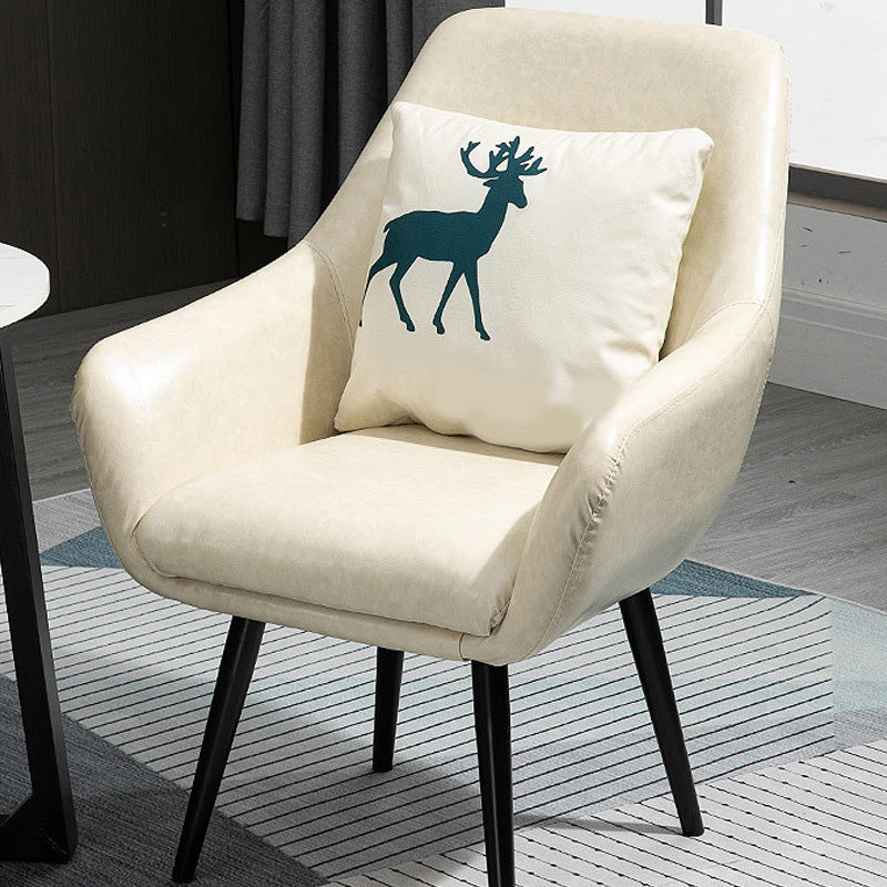 24.8"Wide Bonded Leather Arm Chair with Basic Four Legs and Flared Arms Khaki Clearhalo 'Accent Chairs' 'accent_chairs' 'Chairs & Seating' 'furn' 'furn_accent_chairs' 'Furniture' 'furniture_accent_chairs' 'Living Room Furniture' 4993995