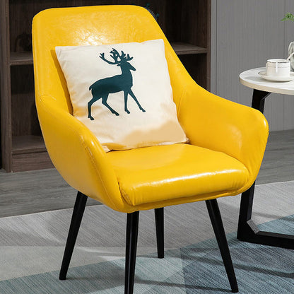 24.8"Wide Bonded Leather Arm Chair with Basic Four Legs and Flared Arms Yellow Clearhalo 'Accent Chairs' 'accent_chairs' 'Chairs & Seating' 'furn' 'furn_accent_chairs' 'Furniture' 'furniture_accent_chairs' 'Living Room Furniture' 4993997