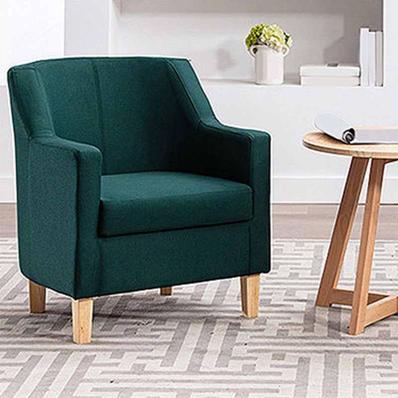 27.5"Wide Linen Arm Chair with Pillow Back and Basic Four Legs Green Clearhalo 'Accent Chairs' 'accent_chairs' 'Chairs & Seating' 'furn' 'furn_accent_chairs' 'Furniture' 'furniture_accent_chairs' 'Living Room Furniture' 4994001